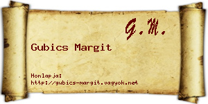 Gubics Margit névjegykártya